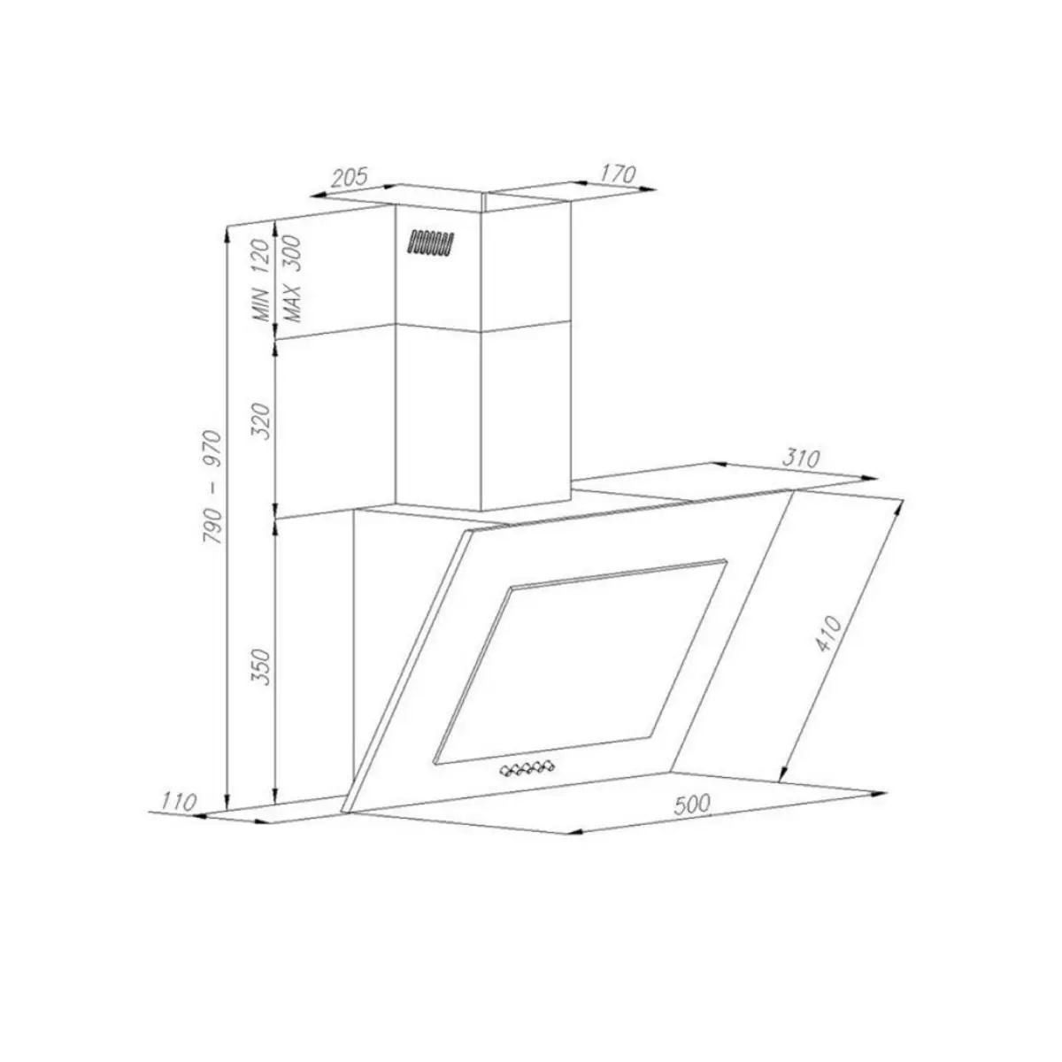 фото Витяжка похила VDB Ambi 50 White