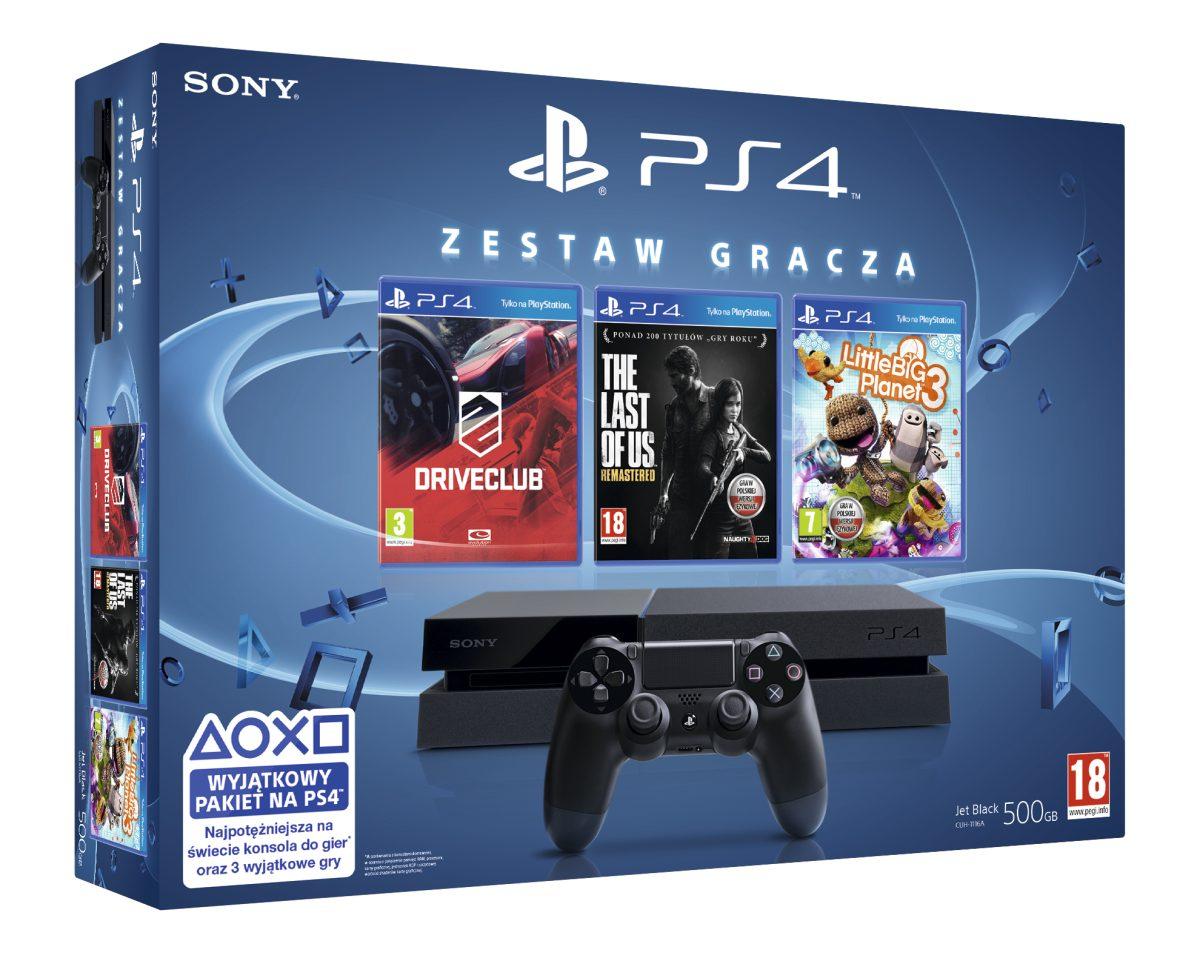 Konsola Sony PlayStation 4 + The Last of Us + DriveClub + LittleBigPlanet 3