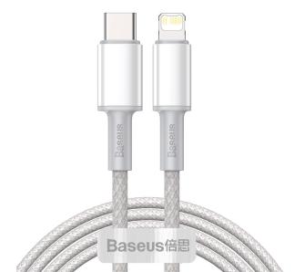 Kabel Baseus USB-C do Lightning High Density Braided 20W 5A PD 2m Biały