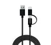 Kabel Savio CL-128 do 2w1 USB do micro USB/typ C 1m Czarny