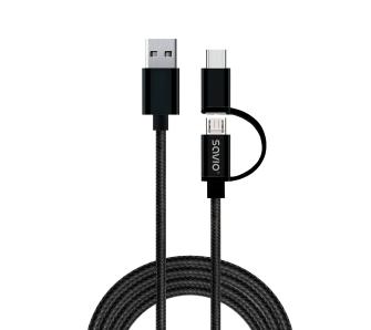 Kabel Savio CL-128 do 2w1 USB do micro USB/typ C 1m Czarny