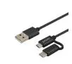 Kabel Savio CL-128 do 2w1 USB do micro USB/typ C 1m Czarny