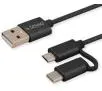 Kabel Savio CL-128 do 2w1 USB do micro USB/typ C 1m Czarny