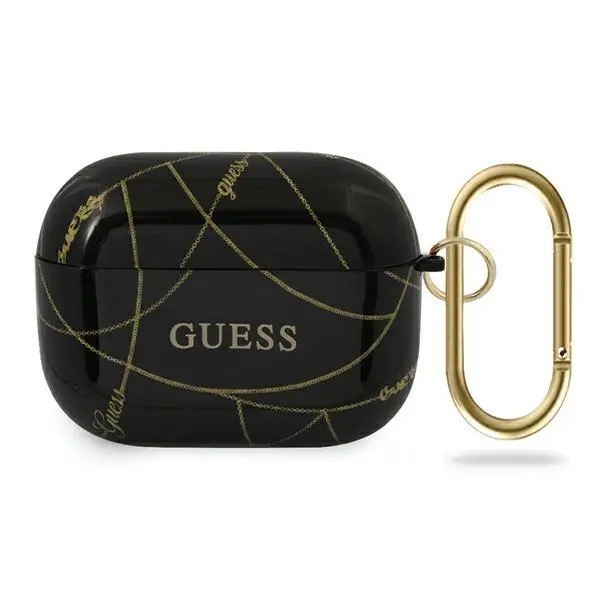 Etui na słuchawki Guess GUACAPTPUCHBK Gold Chain Collection AirPods Pro Czarny