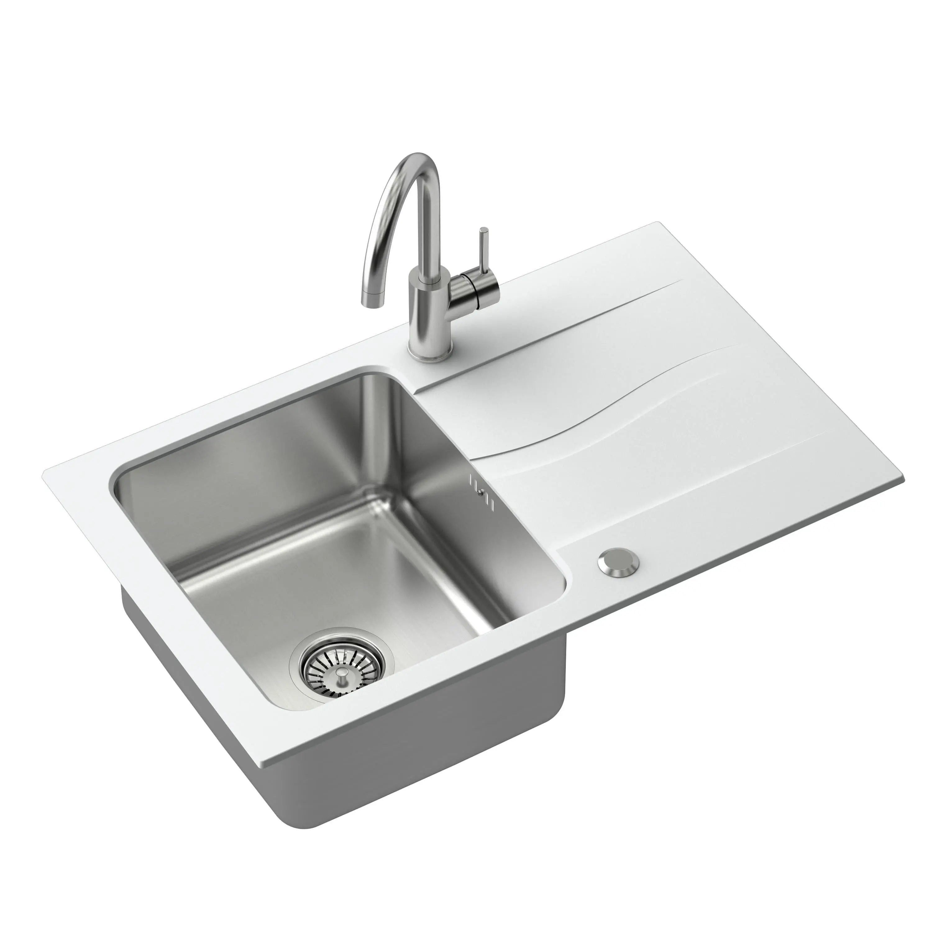 Zlewozmywak Quadron FUS_M7848BI_3623500BS Michael 111 Fusion Biały + bateria Kate Stalowy