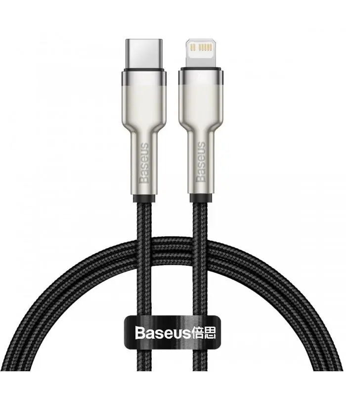 Kabel Baseus Cafule metal USB-C do Lightning 20W 0,25m Czarny
