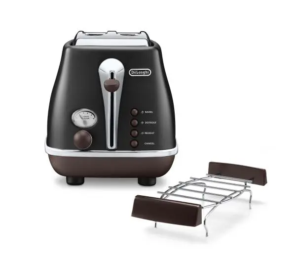 Tostery - DeLonghi Icona Vintage CTOV 2103.BK Ruszt do bułek Rozmrażanie 900W