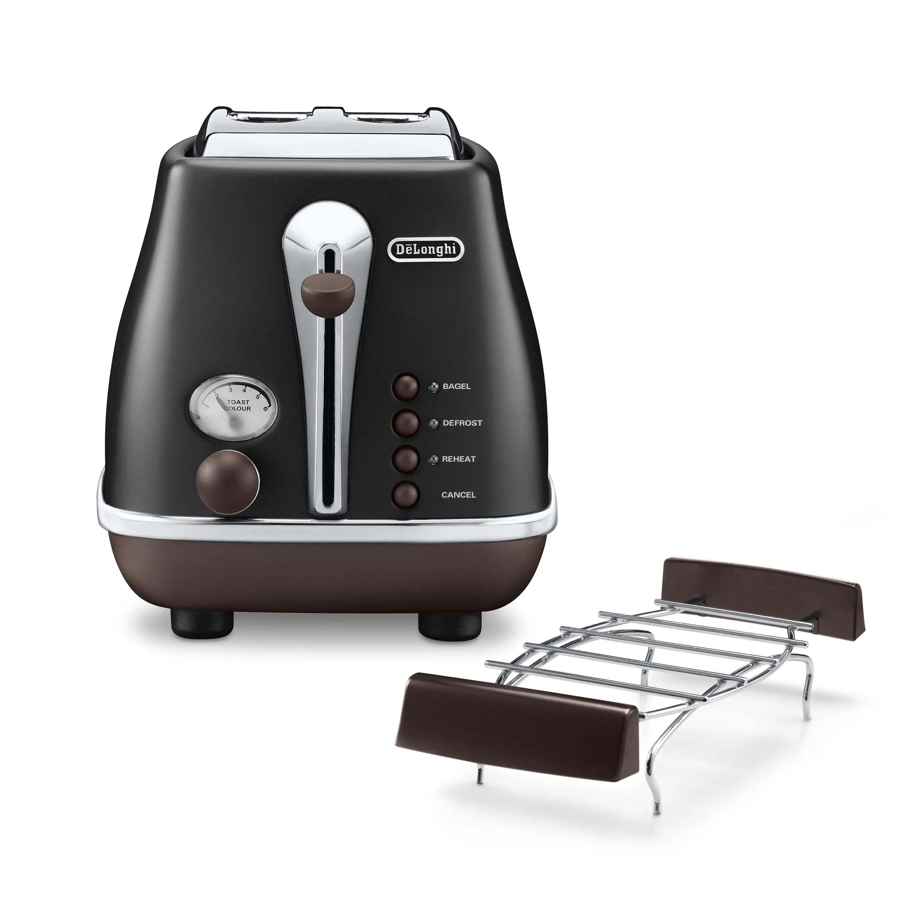 Toster DeLonghi Icona Vintage CTOV 2103.BK Ruszt do bułek Rozmrażanie 900W