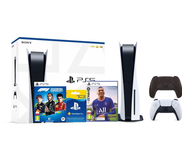 konsola PlayStation 5 Sony PlayStation 5 + FIFA 22 + F1 2021 + subskrypcja PS Plus 3 m-ce + dodatkowy pad (czarny)