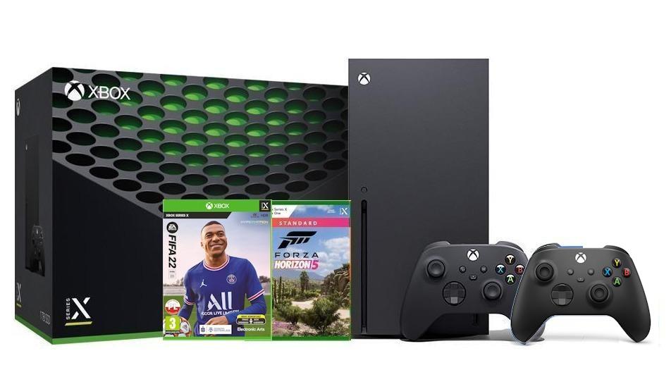 Konsola Xbox Series X z napędem + dodatkowy pad (czarny) 1TB + Forza Horizon 5 + FIFA 22