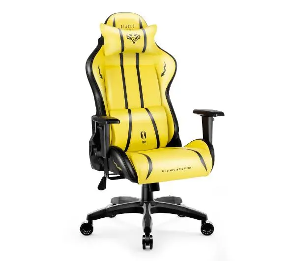 Diablo Chairs X-One 2.0 Normal Size Electric Yellow Gamingowy do 136kg Skóra ECO Tkanina Żółto-czarny - Kup na Raty - RRSO 0%