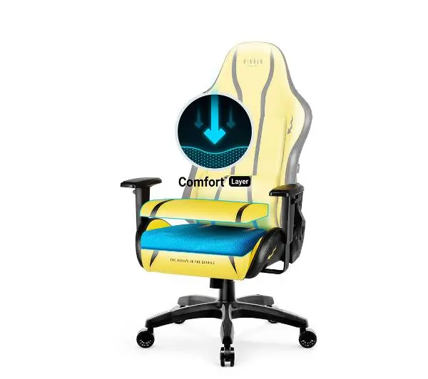 Diablo Chairs X-One 2.0 Normal Size Electric Yellow Gamingowy do 136kg Skóra ECO Tkanina Żółto-czarny - Kup na Raty - RRSO 0%