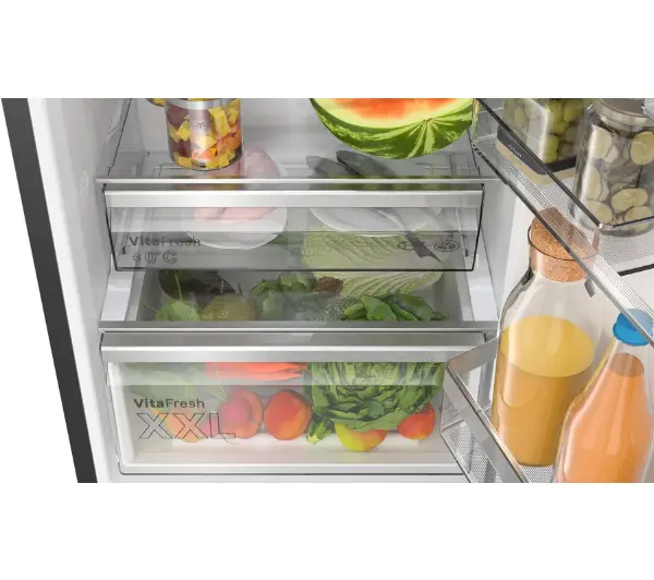 Bosch Serie 6 KGN39LBCF Pełny No Frost 203cm Szuflada z kontrolą wilgotności Czarne szkło - DRUGI -30%, ALBO 5-TY ZA 1ZŁ - Kup na Raty - RRSO 0%