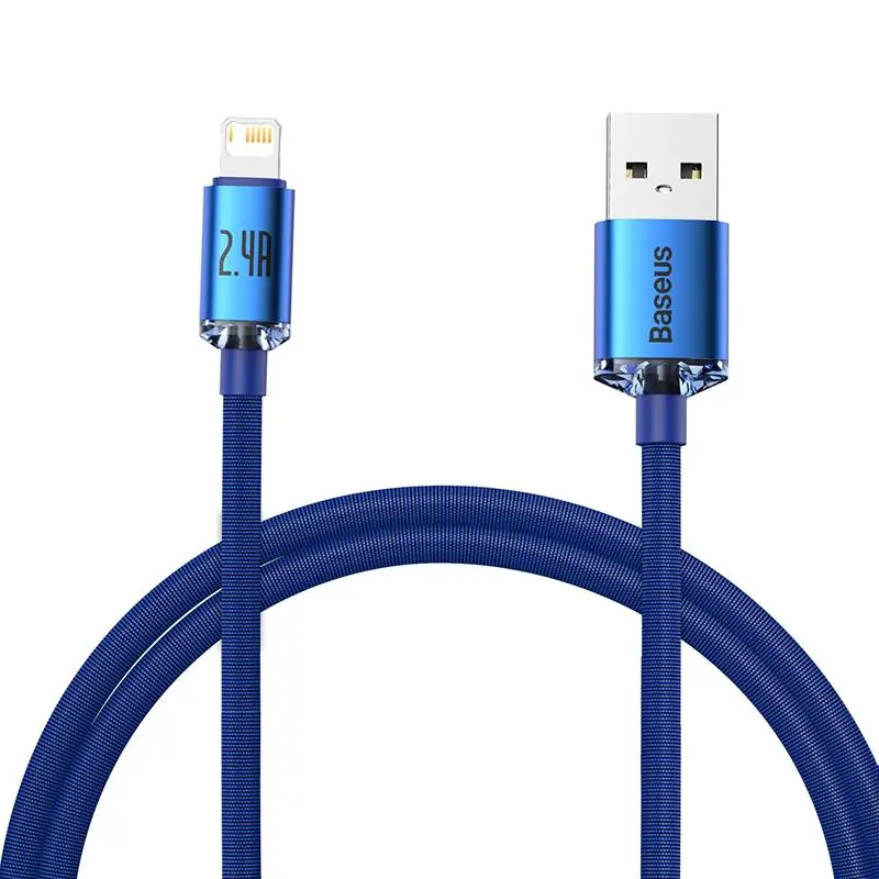 Kabel Baseus USB do Lightning Crystal 2,4A 1,2m Niebieski