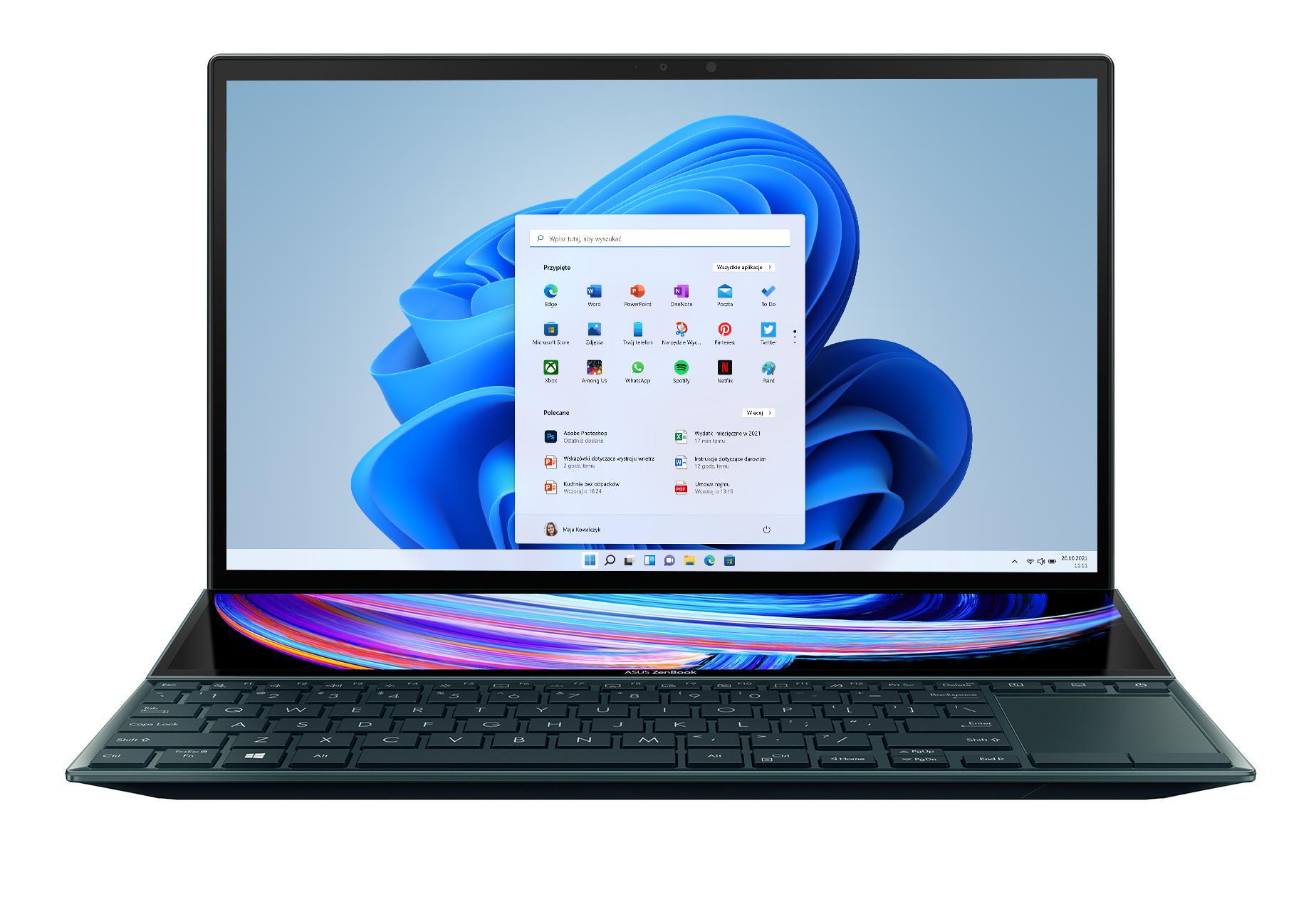 Laptop ASUS ZenBook Duo UX482EGR-HY356W 14" i7-1195G7 32GB RAM 1TB Dysk SSD MX450 Win11 Niebieski