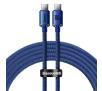 Kabel Baseus USB-C do USB-C Crystal 100W 1,2m Niebieski