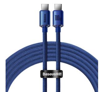 Kabel Baseus USB-C do USB-C Crystal 100W 1,2m Niebieski