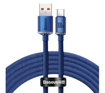 Kabel Baseus USB-C Crystal 100W 1,2m Niebieski