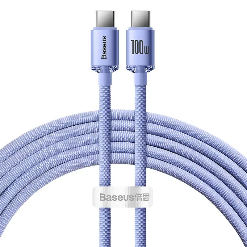 Kabel Baseus USB-C do USB-C Crystal 100W 2 m Fioletowy