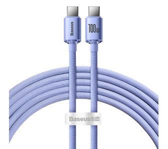 Kabel Baseus USB-C do USB-C Crystal 100W 2 m Fioletowy