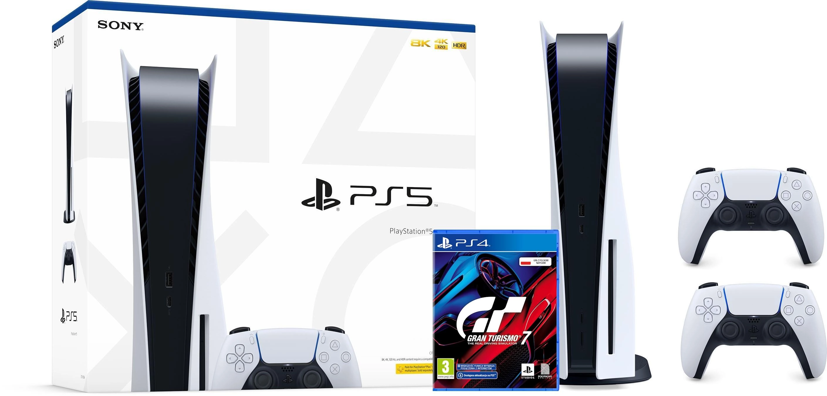 Konsola Sony PlayStation 5 Slim D Chassis (PS5) 1TB z napędem + Dodatkowy Pad + Gran Turismo 7