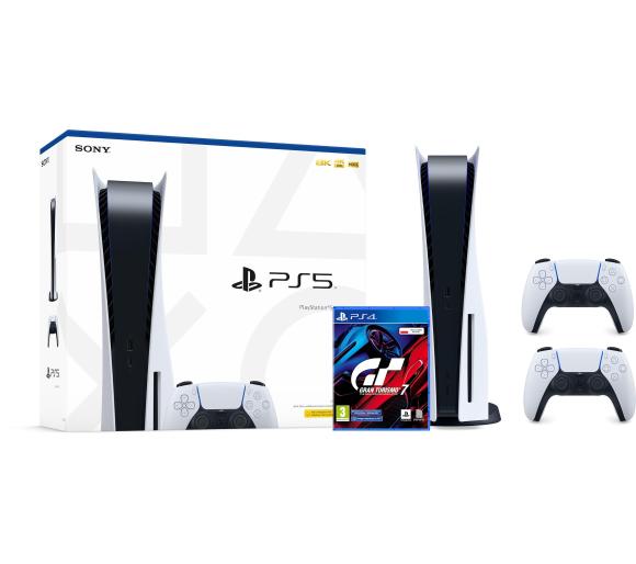 konsola PS5 Sony PlayStation 5 (PS5) + Gran Turismo 7 + dodatkowy pad (biały)