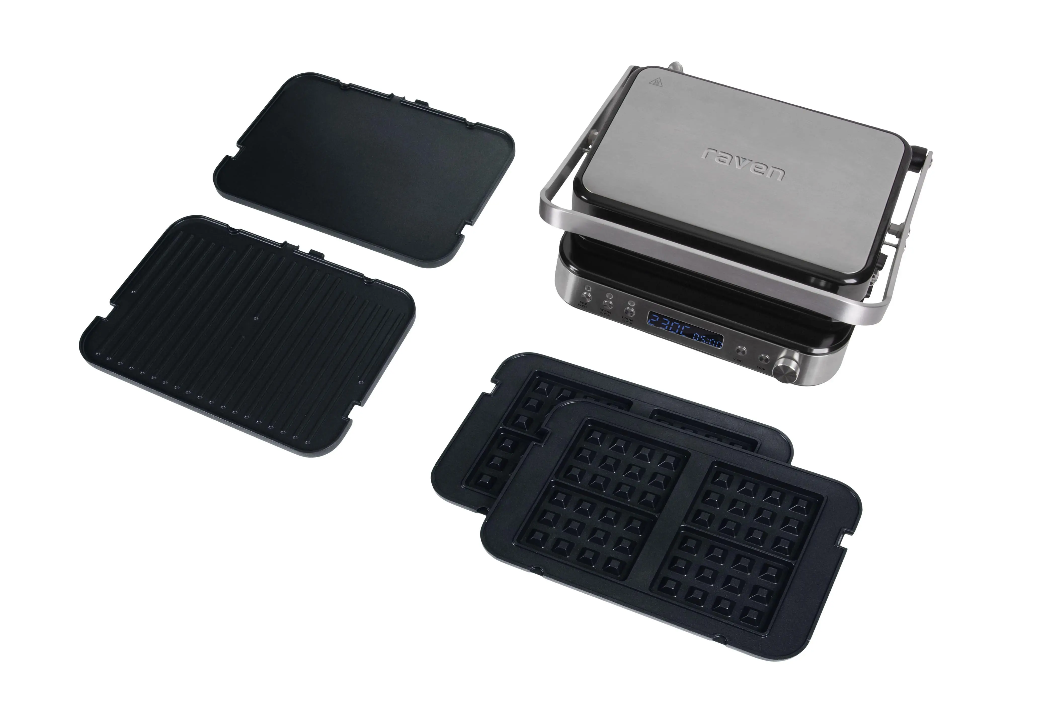 Grill elektryczny Raven EGE005 1408 cm2 rozkładany 3w1 Płyty do gofrów 2000W