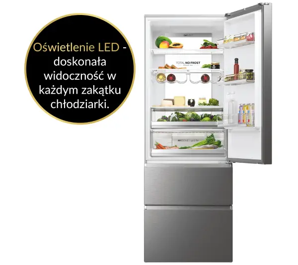 Haier Seria 7 HTW7720ENMP Pełny No Frost 200,6cm Szuflada z kontrolą wilgotności Zdalne sterowanie Inox - Kup na Raty - RRSO 0%