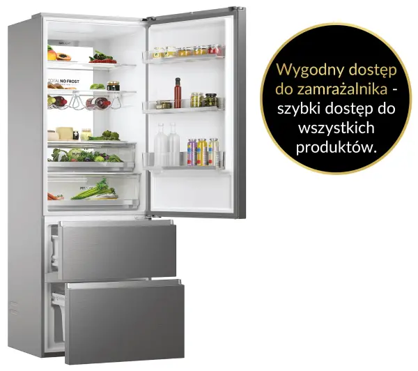 Haier Seria 7 HTW7720ENMP Pełny No Frost 200,6cm Szuflada z kontrolą wilgotności Zdalne sterowanie Inox - Kup na Raty - RRSO 0%