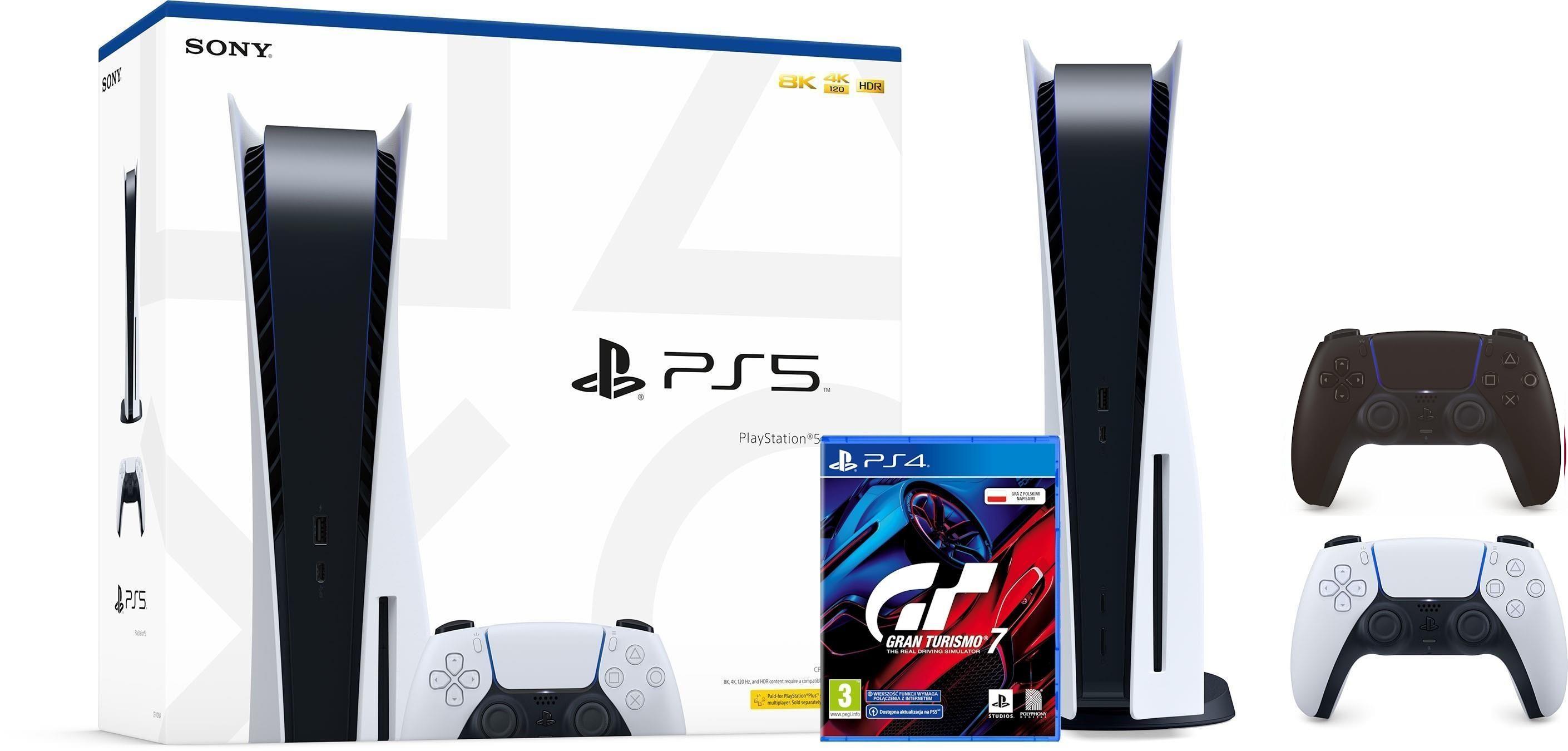 Konsola Sony PlayStation 5 (PS5) z napędem - Gran Turismo 7 - dodatkowy pad (czarny)