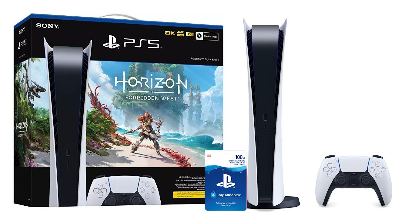 Konsola Sony PlayStation 5 Digital (PS5) - Horizon Forbidden West - 2x doładowanie PSN 100 zł