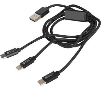 Kabel Natec 3w1 USB-A do Lightning do USB-C 1m Czarny