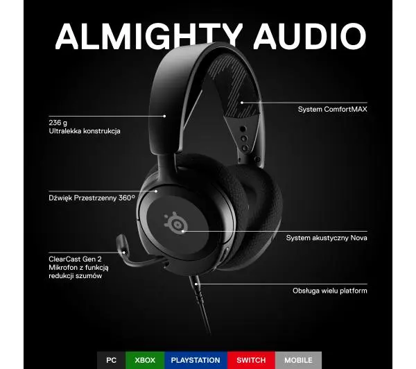 SteelSeries Arctis Nova 1 Nauszne Czarny