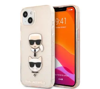 Etui Karl Lagerfeld Glitter Karl`s & Choupette KLHCP13SKCTUGLGO do iPhone 13 mini Złoty