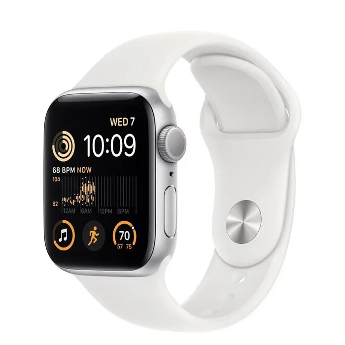 Apple Watch SE 2gen GPS koperta 40mm z aluminium Srebrny pasek sportowy Biały