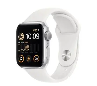 Apple Watch SE 2gen GPS koperta 40mm z aluminium Srebrny pasek sportowy Biały