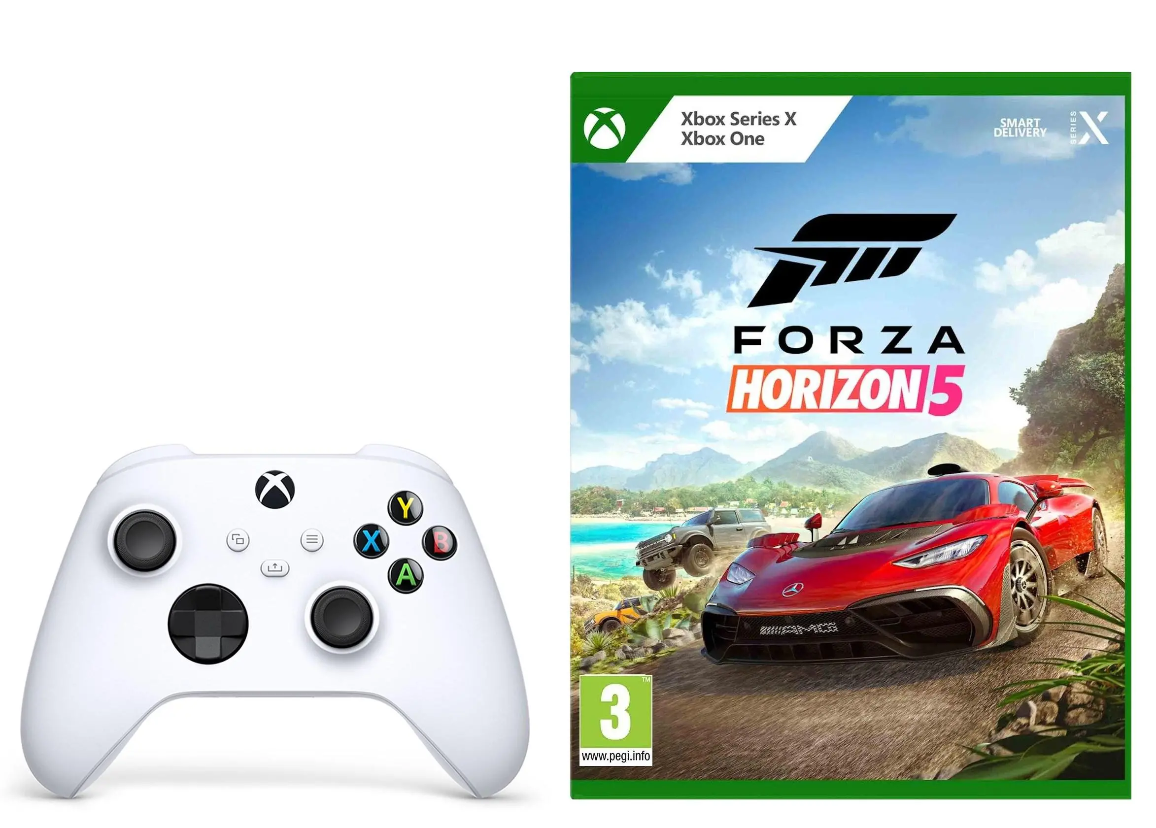 Pad Microsoft Xbox Series Kontroler bezprzewodowy do Xbox, PC Robot white + Forza Horizon 5 (płyta)