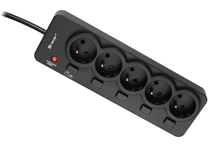 Listwa Tracer TRALIS46975 PowerGuard Pro 5 gniazd 1,8m Czarny