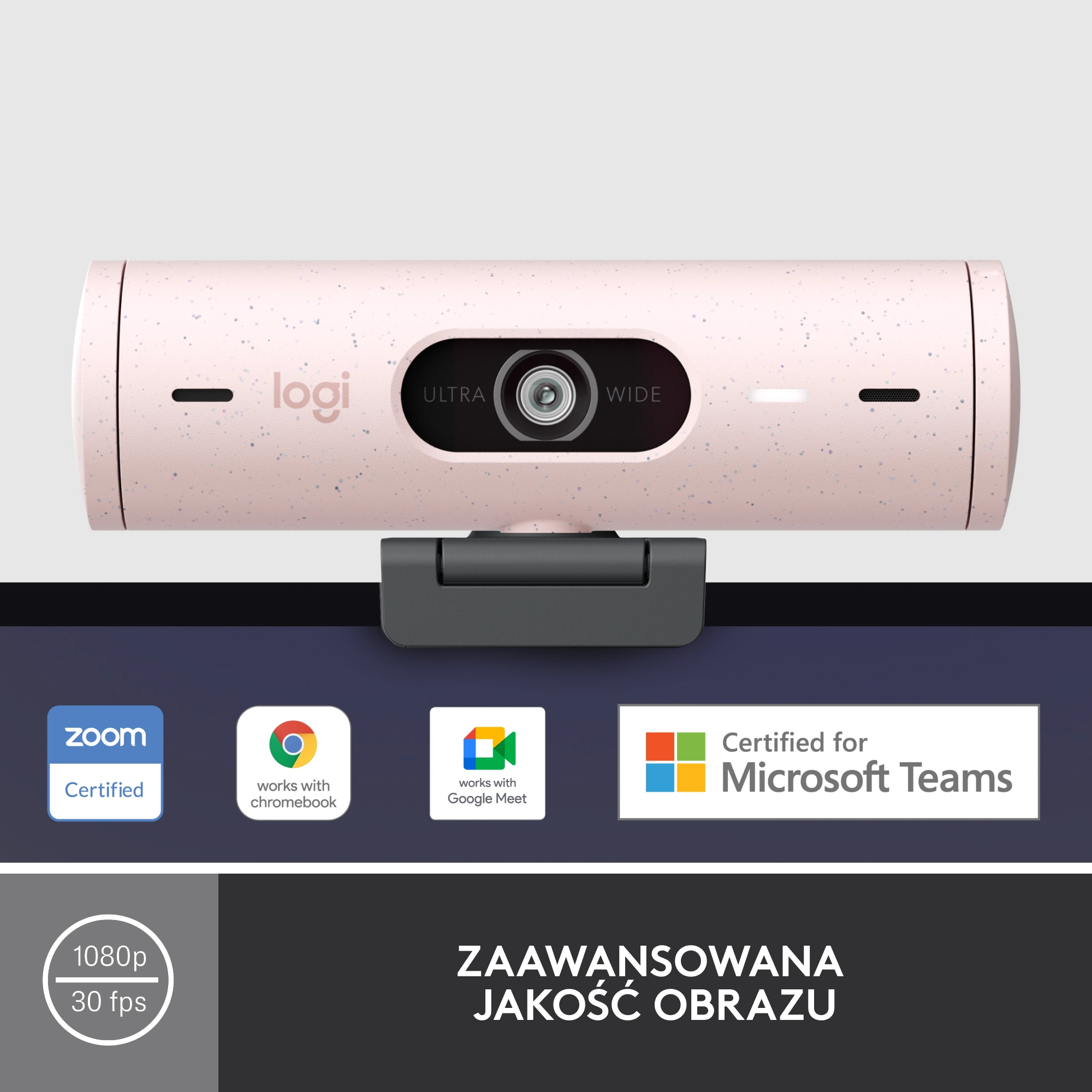 Фото Веб-камера Logitech Brio 500 Rose (960-001421)