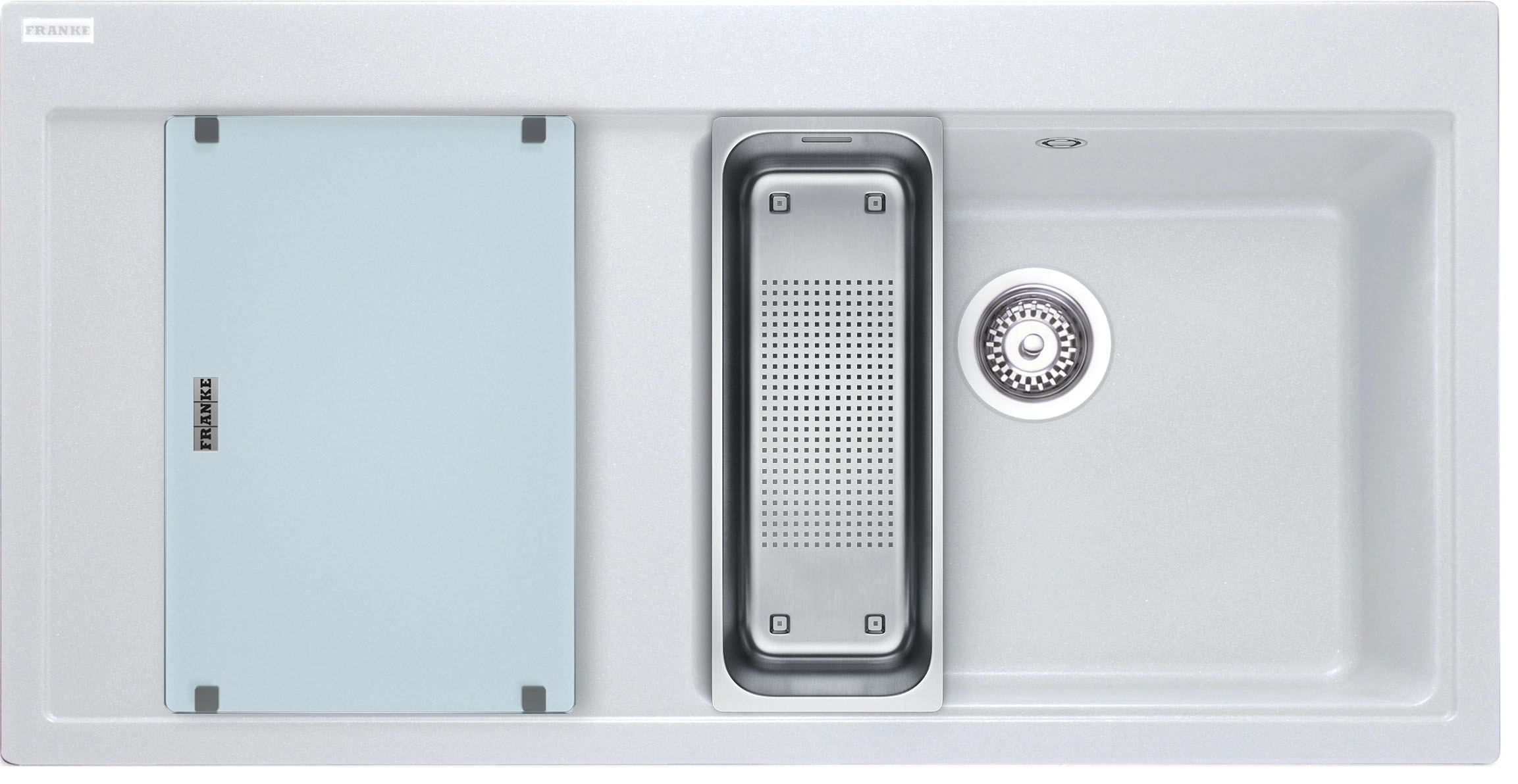 Zlewozmywak Franke Mythos MTG 611-100 Komora z prawej strony Granitowy Biały polarny