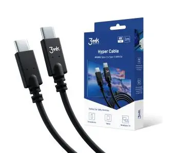 Kabel USB 3mk Hyper Cable - USB-C to C 4k60Hz 1m 100W Czarny