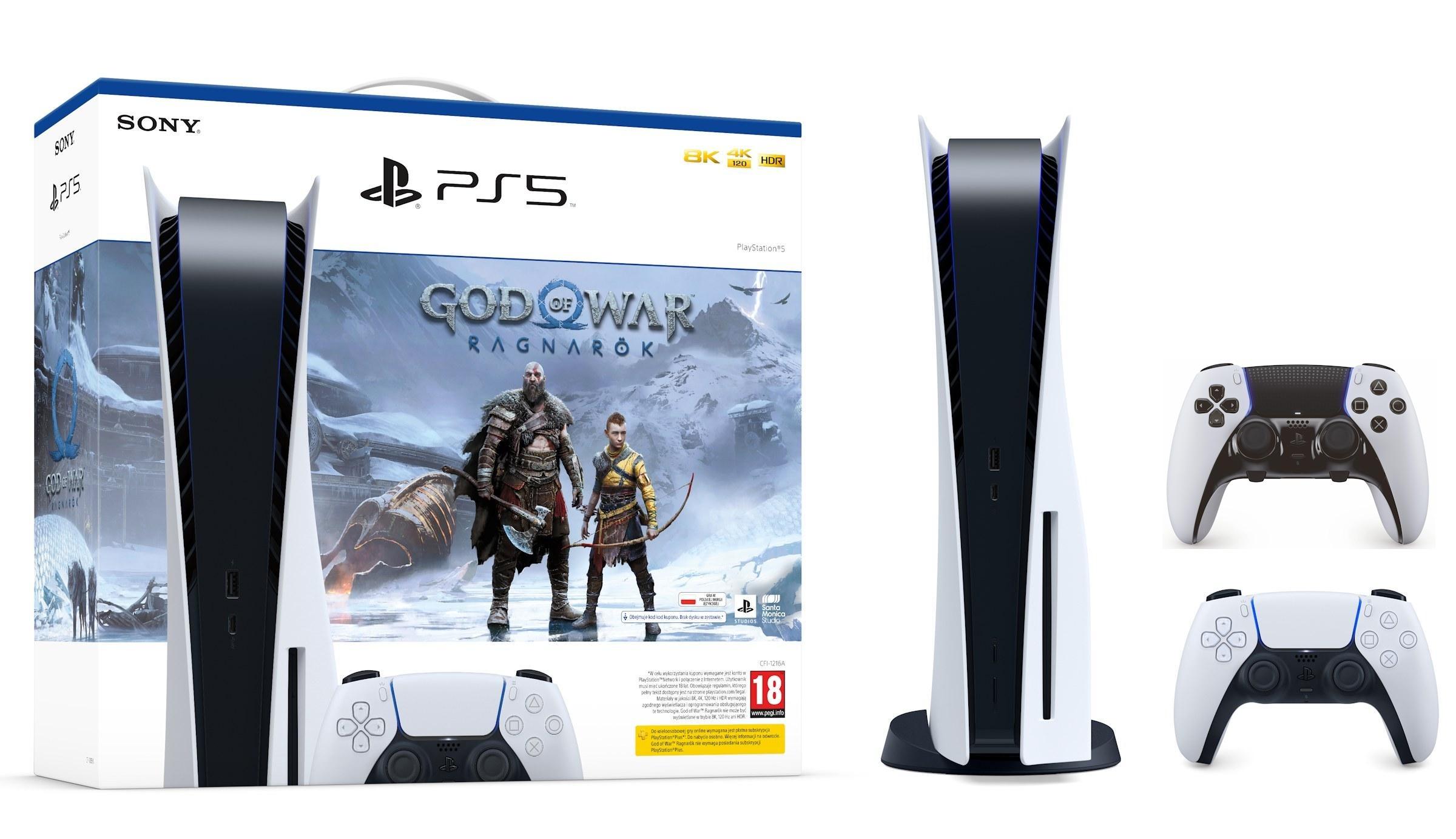 Konsola Sony PlayStation 5 (PS5) z napędem + pad DualSense Edge + God of War Ragnarok