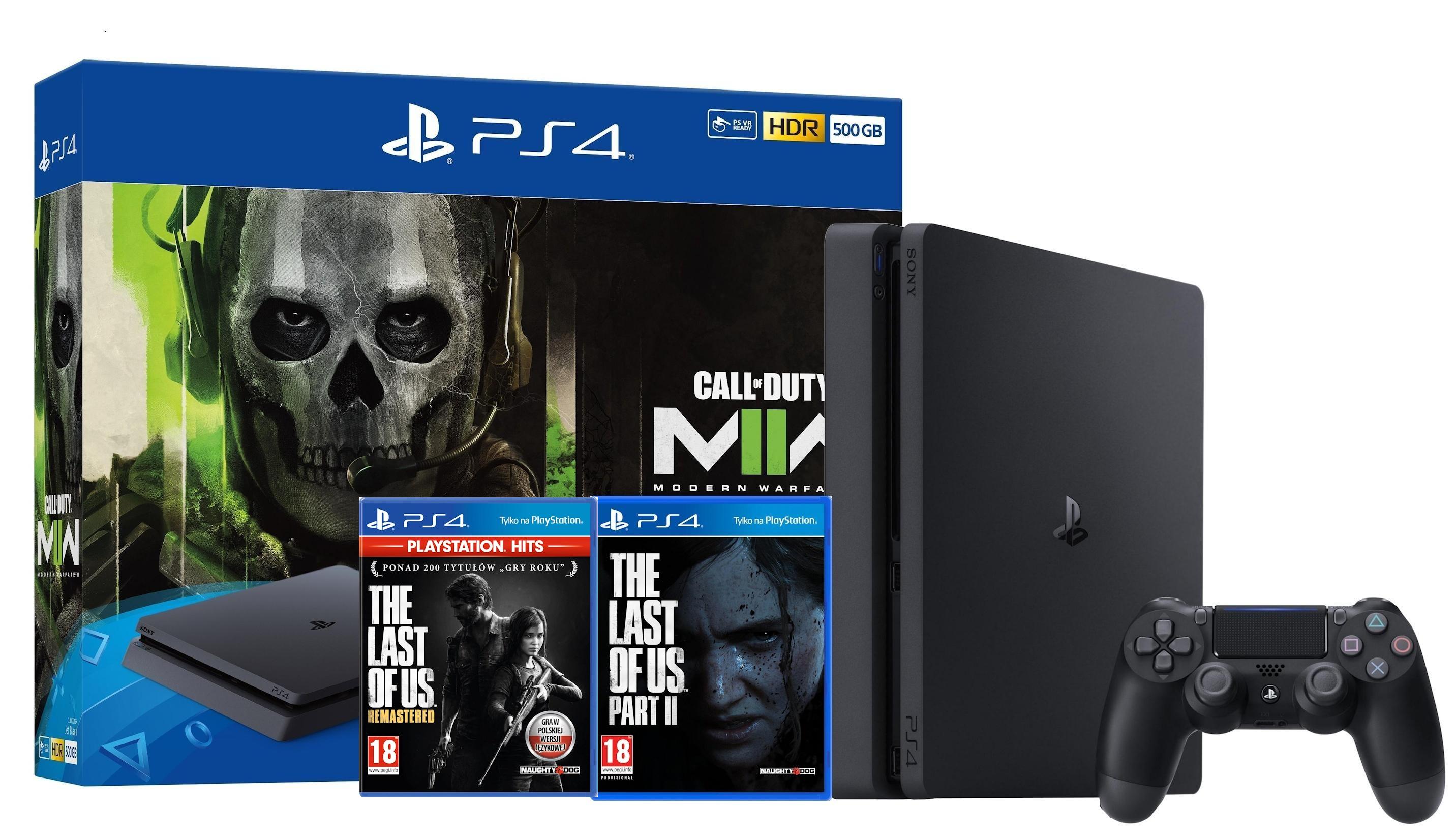 Konsola Sony PlayStation 4 Slim 500GB + Call of Duty Modern Warfare II + The Last of Us Remastered + The Last of Us Part II