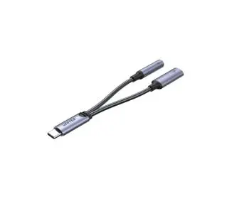 Unitek M205A USB-C-minijack 3,5mm i USB-C 60W Srebrno-szary