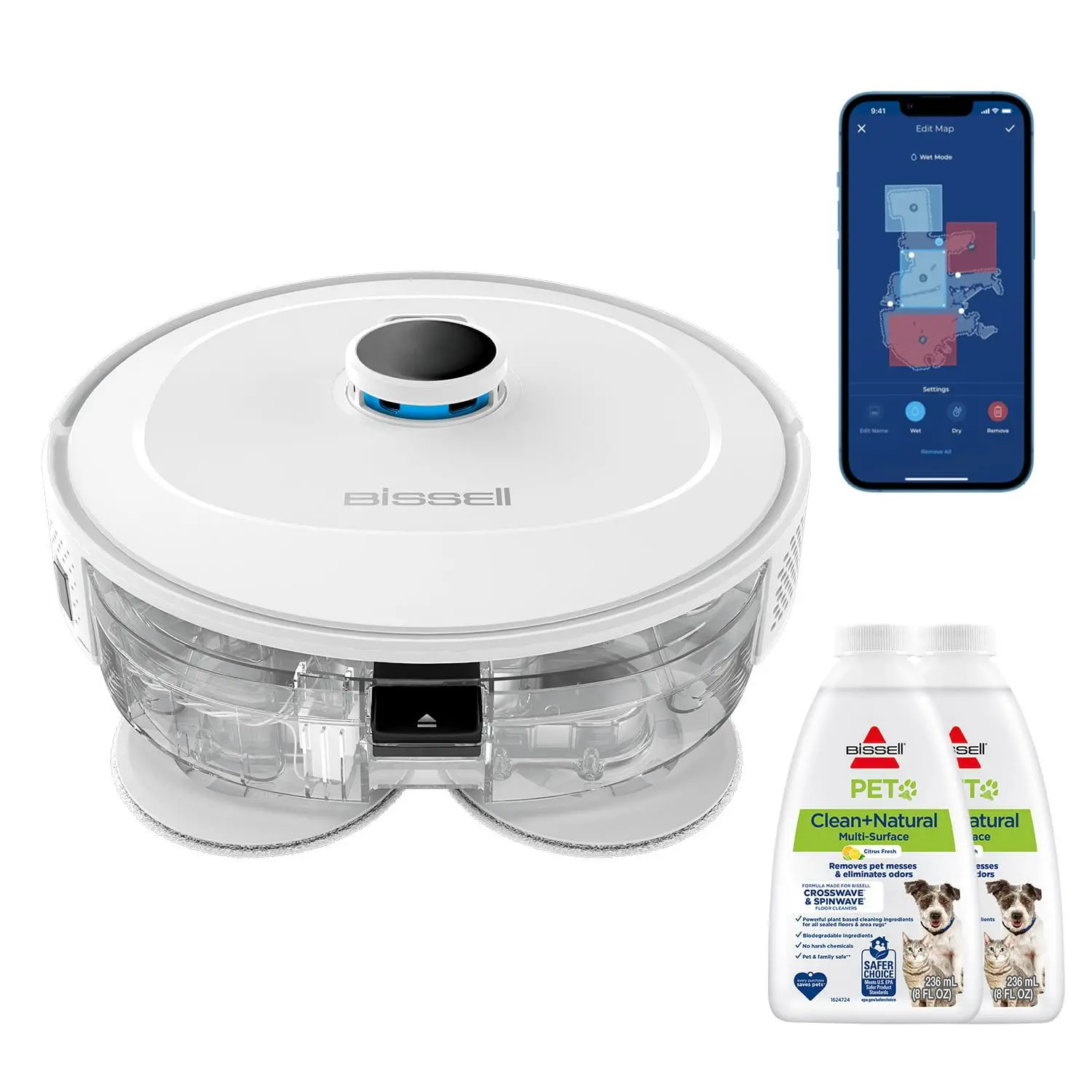 Robot sprzątający Bissell SpinWave R5 PET Funkcja mopowania Tworzenie mapy pomieszczenia 64dB