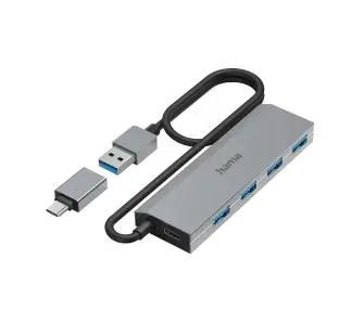 Hub USB Hama 200138 4 x USB 3.2 Gen1 Szary