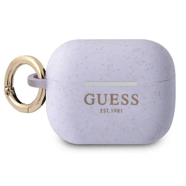Etui na słuchawki Guess Silicone Glitter GUAPSGGEU do AirPods Pro Purpurowy