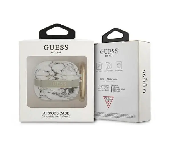 Guess Marble Strap Collection do AirPods 3 Szaro-biały