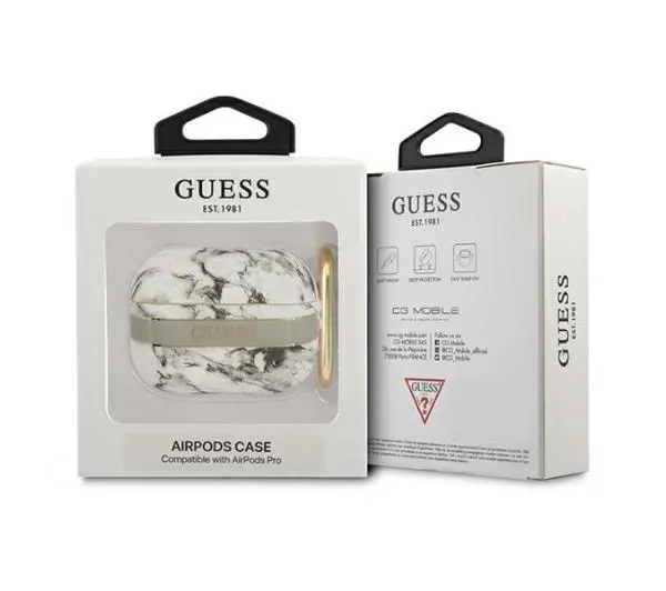 Guess Marble Strap Collection do AirPods Pro Szaro-biały