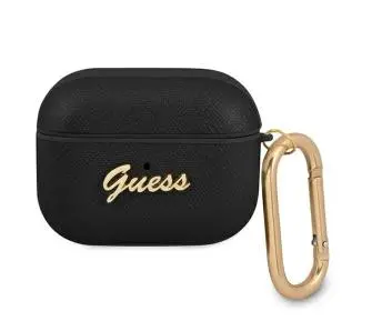 Etui na słuchawki Guess Saffiano Script Metal Collection GUAPSASMK do AirPods Pro Czarny